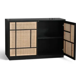 Stockholm skänk med rottingdörrar - 120 cm bred + Möbeltassar