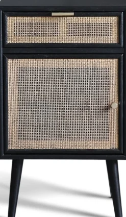 Stockholm svart sängbord med rotting + Fläckborttagare för möbler