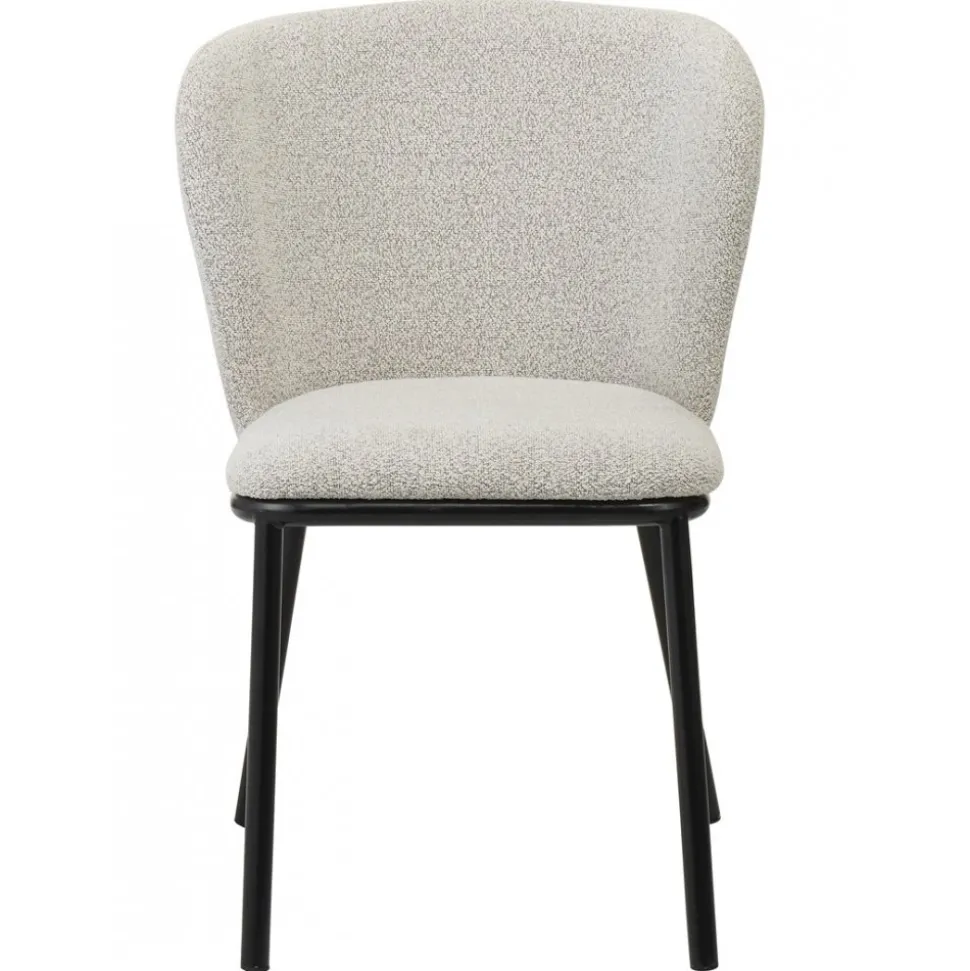 Stol beige boucle svarta ben + Stolsdyna