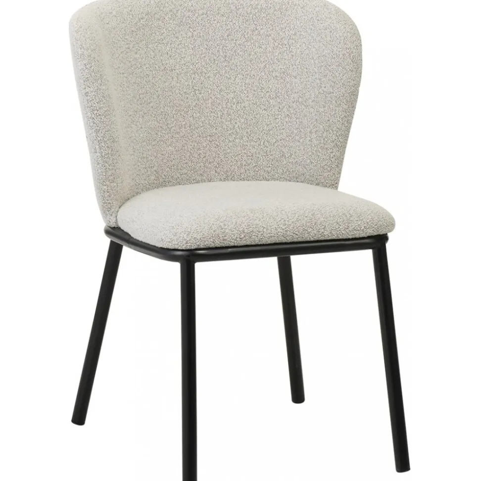 Stol beige boucle svarta ben