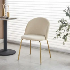 Stol beige velvet guldiga ben