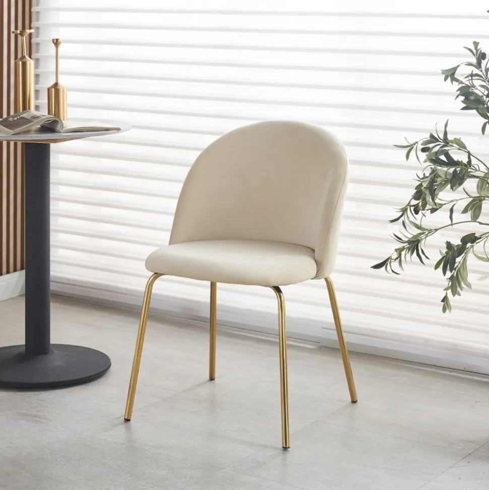 Stol beige velvet guldiga ben + Möbeltassar