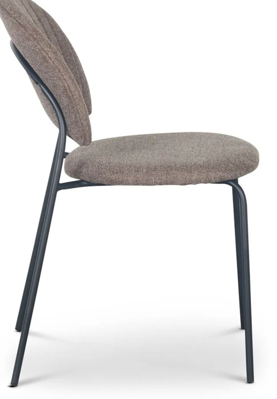 Stol brunt tyg svarta ben + Möbeltassar