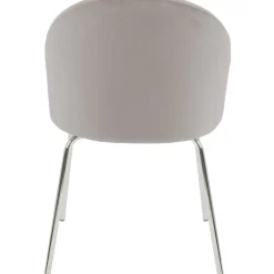 Stol gråbeige sammet kromade ben