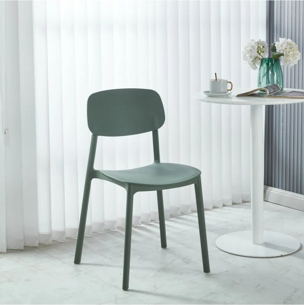 Stol grön plast stapelbar - Arkimedes + Textilskydd för utemöbler