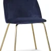 Stol i blå velvet med guldiga ben