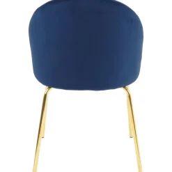 Stol i blå velvet med guldiga ben