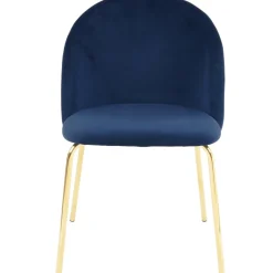 Stol i blå velvet med guldiga ben + Textilrengöring för möbler