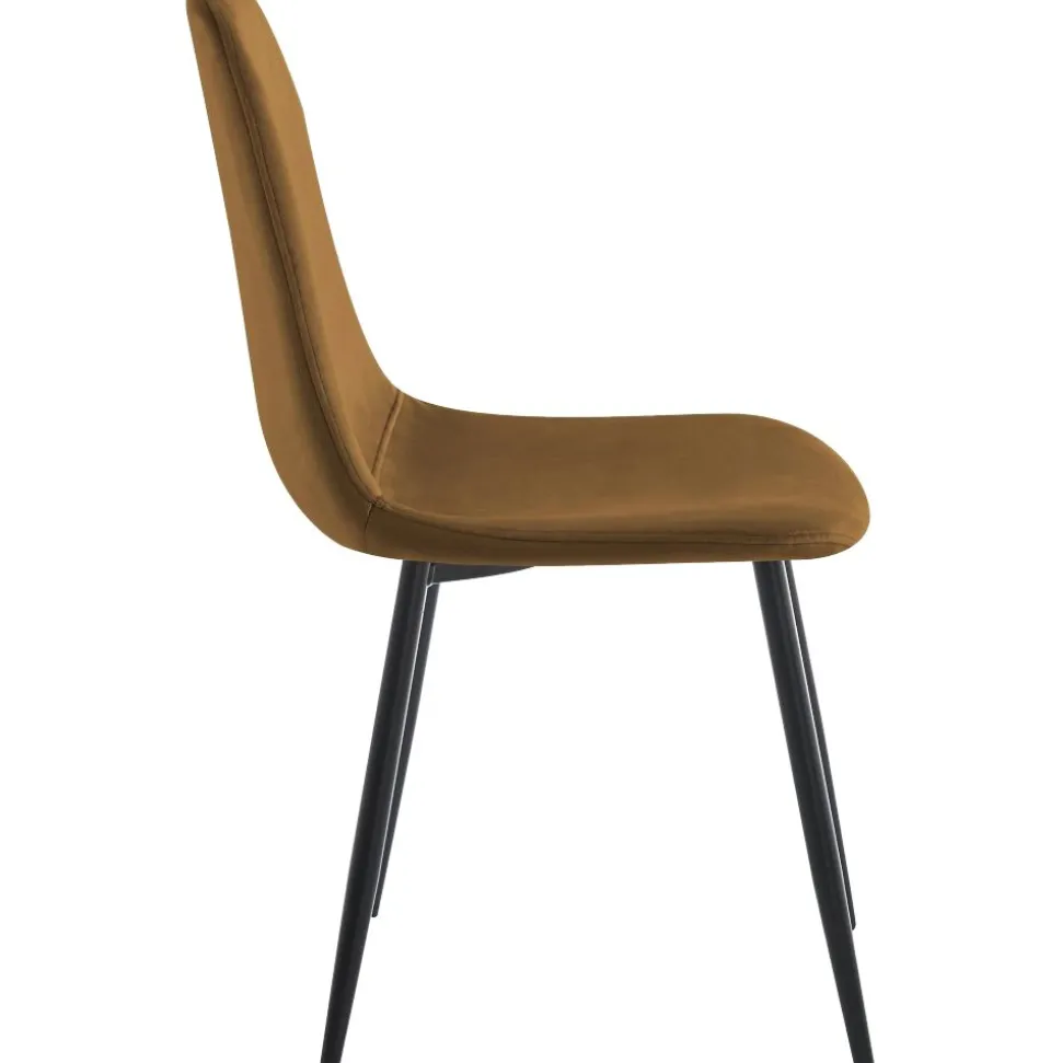 Stol i brun sammet svarta ben + Textilrengöring för möbler