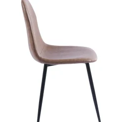 Stol i brunt läderutseende + Möbeltassar