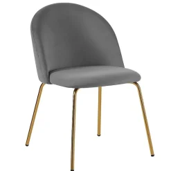 Stol i grå sammet med mässingsfärgade ben + Möbeltassar