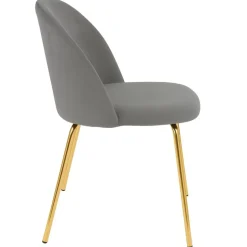 Stol i grå sammet med mässingsfärgade ben + Möbeltassar