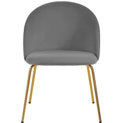 Stol i grå sammet med mässingsfärgade ben