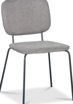 Stol i grått tyg med svarta ben + Möbeltassar