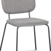 Stol i grått tyg med svarta ben