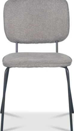 Stol i grått tyg med svarta ben