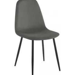 Stol i mörkgrå sammet med svarta ben