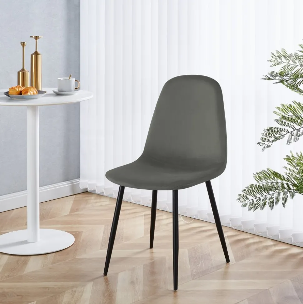 Stol i mörkgrå sammet med svarta ben + Fläckborttagare för möbler