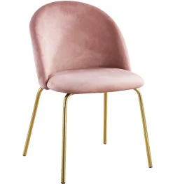 Stol i rosa sammet guldiga ben