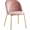 Stol i rosa sammet guldiga ben + Möbeltassar