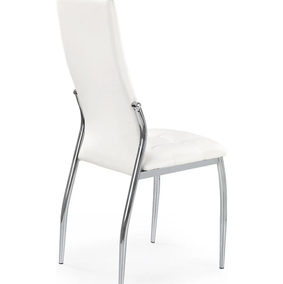 Stol i vit PU med kromade ben + Möbeltassar