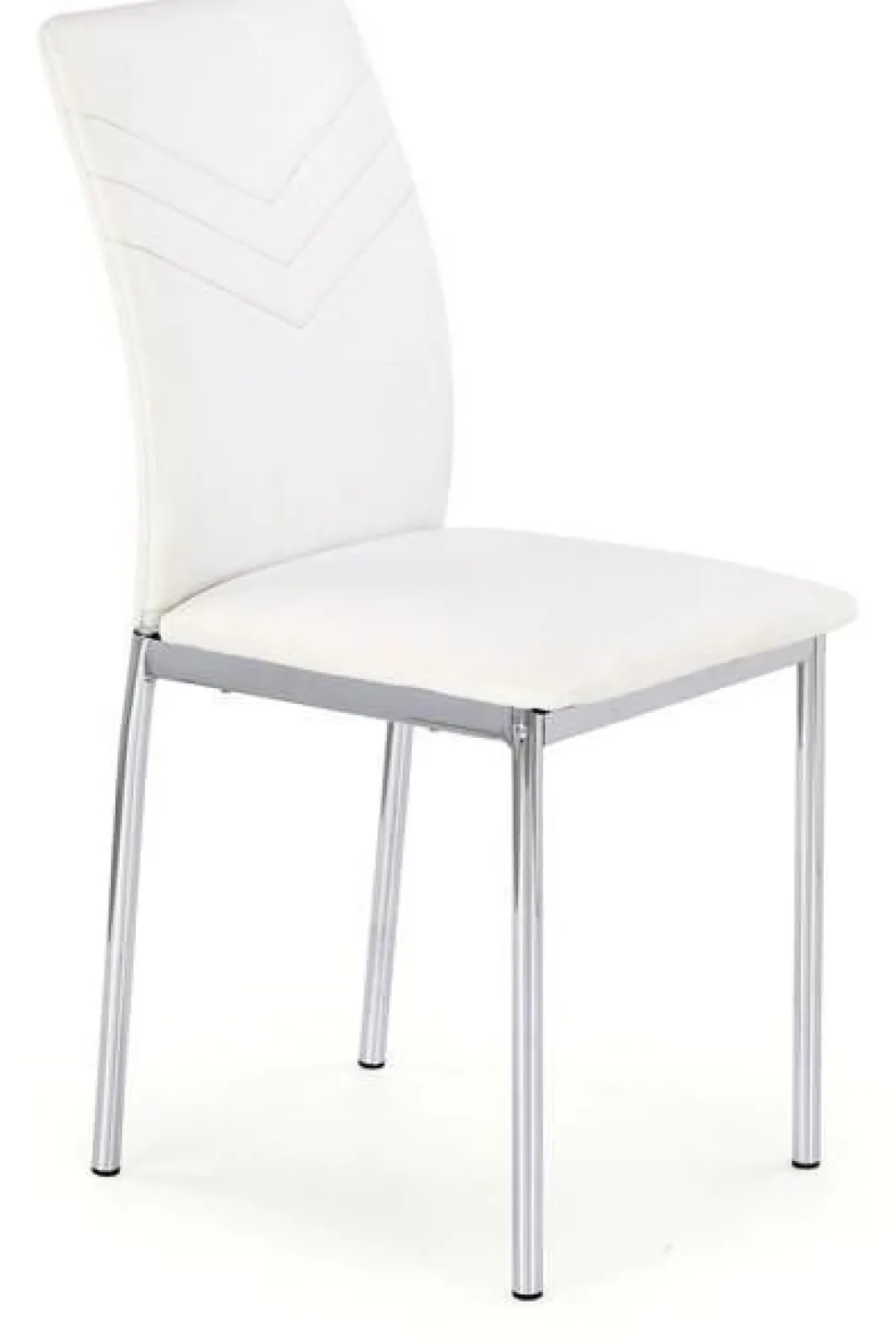 Stol i vitt konstläder med kromade ben