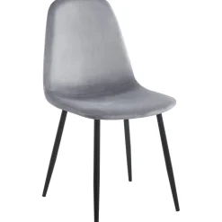 Stol ljusgrå sammet med svarta ben