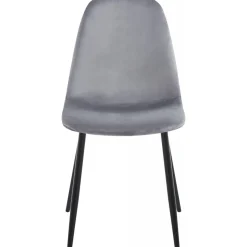 Stol ljusgrå sammet med svarta ben + Möbeltassar