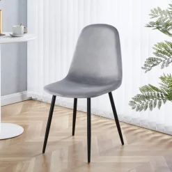 Stol ljusgrå sammet med svarta ben + Fläckborttagare för möbler