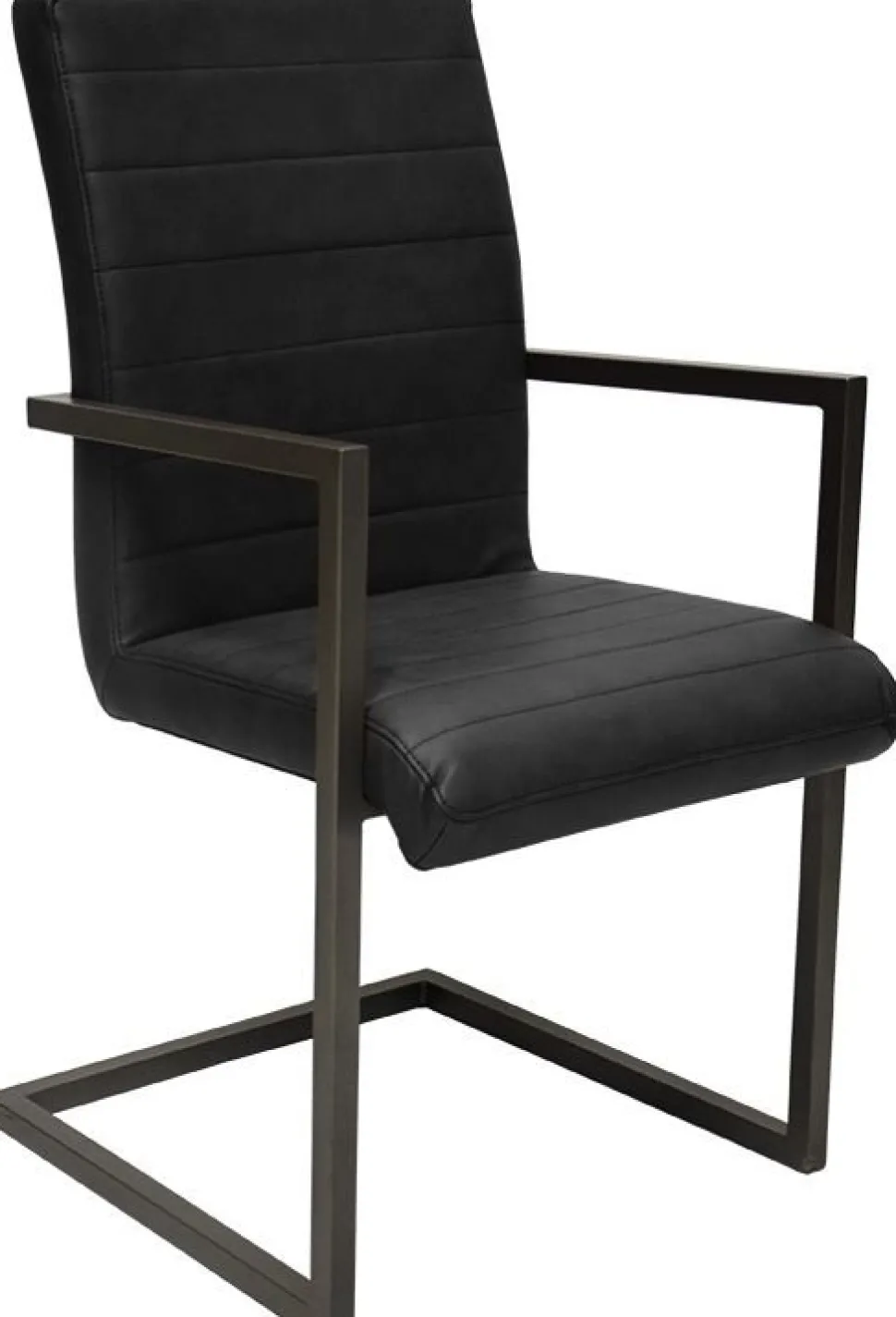 Stol med karm svart läder look