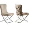 Stol med kromade ben - beige sammet - Luxury
