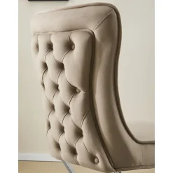 Stol med kromade ben - beige sammet - Luxury