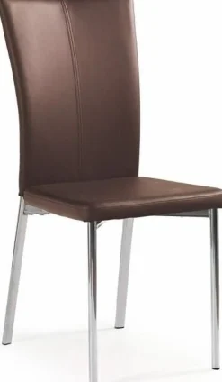 Stol mörkbrun PU med kromade ben