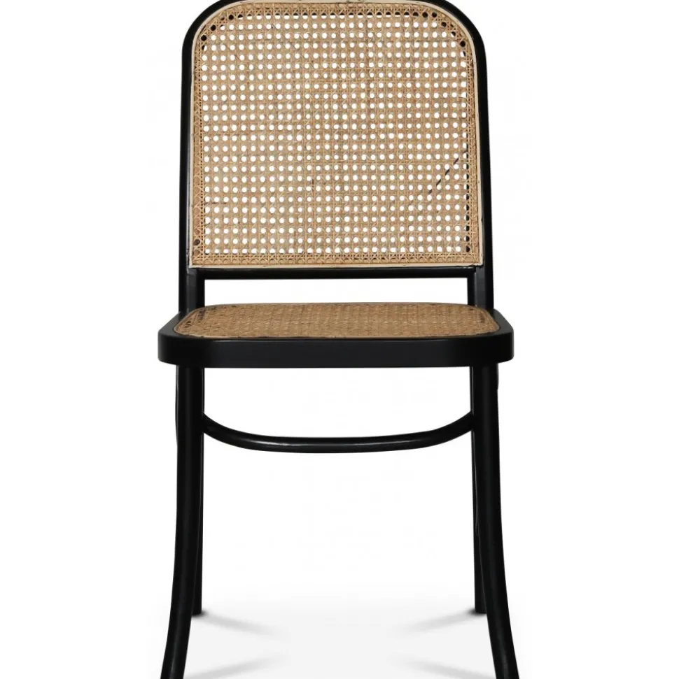 Stol svart med rotting i rygg och sits - Tone + Möbeltassar