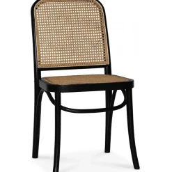 Stol svart med rotting i rygg och sits - Tone