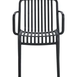 Stol svart plast stapelbar + Textilskydd för utemöbler