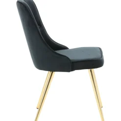 Stol svart tyg med mässingsben