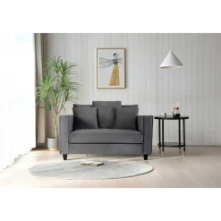 Stor fåtölj i mörkgrå sammet - 138 cm bred