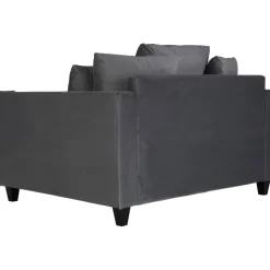 Stor fåtölj i mörkgrå sammet - 138 cm bred + Fläckborttagare för möbler