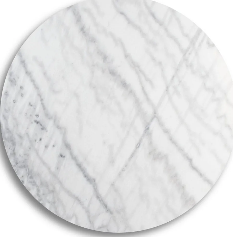 Sumo matbord i marmor Ø105 cm - Oljad ek / Ljus marmor