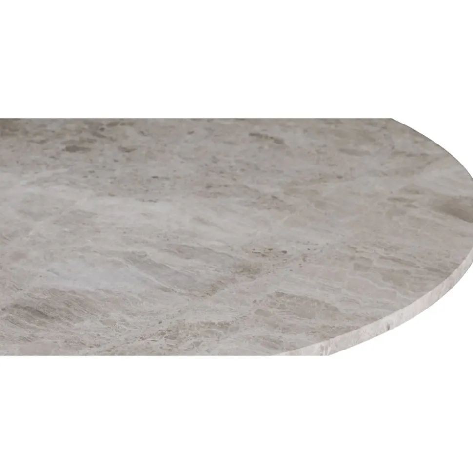 Sumo matbord i marmor Ø130 cm - Oljad ek / gråbeige marmor