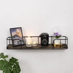 Syringa vägghylla - Svart/natur