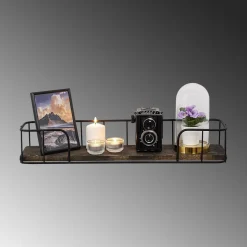 Syringa vägghylla - Svart/natur