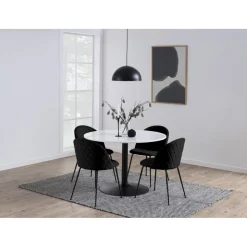 Tarifa matbord Ø110 cm - Vit marmor/svart