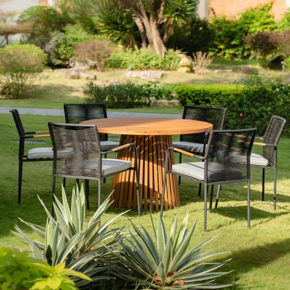 Teakbord Ø120 cm - Saltö + Träolja för möbler