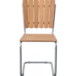 Teakstol med galvat stål, stapelbar - Möllan + Rengöringsmedel för utemöbler