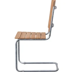 Teakstol med galvat stål, stapelbar - Möllan + Textilskydd för utemöbler