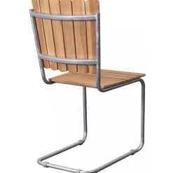 Teakstol med galvat stål, stapelbar - Möllan + Textilskydd för utemöbler