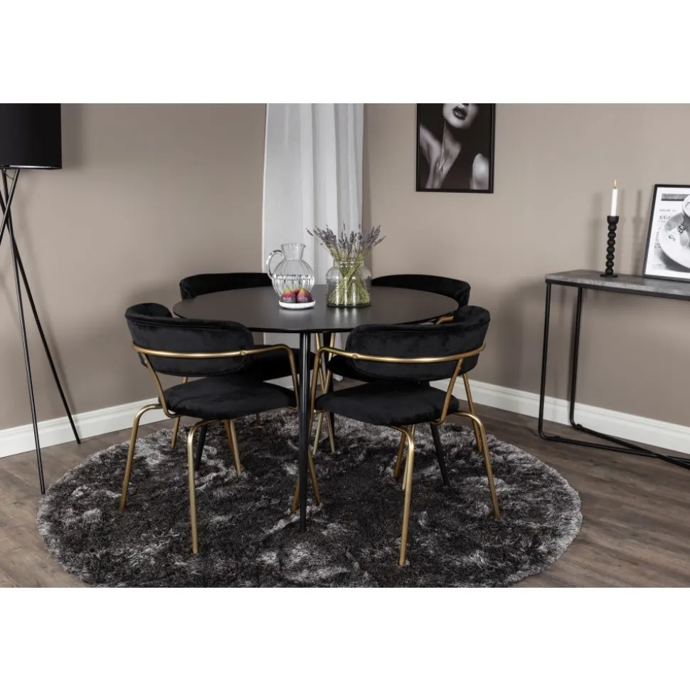 Tell karmstol - Svart/mässing