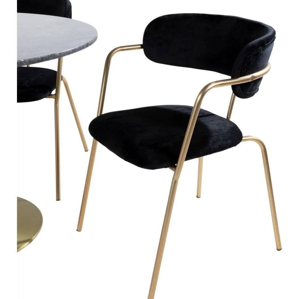 Tell karmstol - Svart/mässing